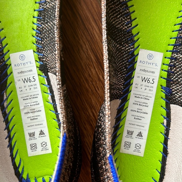 Rothy’s The Point Golden Shimmer (Black x Rose Gold) size 6.5 EUC - Picture 5 of 9